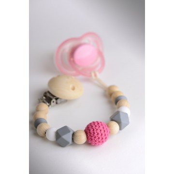 Attache-tétine rose pour nouveau-nés, perles anti-arrêt, clip de